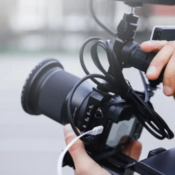 Videographer filming a wedding in California